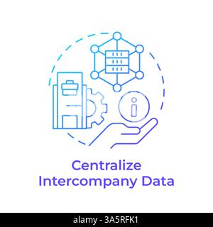 Centralizing intercompany data blue gradient concept icon Stock Vector
