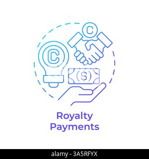 Royalty payments blue gradient concept icon Stock Vector
