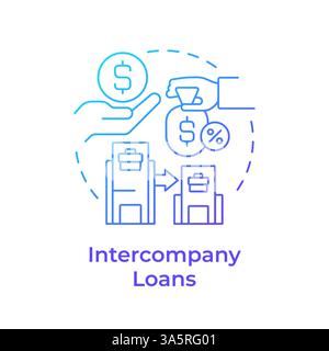 Intercompany loans blue gradient concept icon Stock Vector