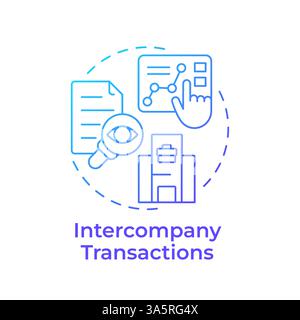 Intercompany transactions blue gradient concept icon Stock Vector