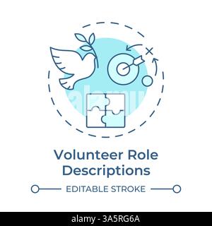 Volunteer reporting soft blue concept icon Stock Vector