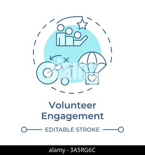 Volunteer engagement soft blue concept icon Stock Vector