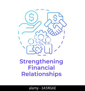 Strengthening financial relationships blue gradient concept icon Stock Vector