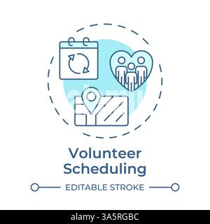 Volunteer scheduling soft blue concept icon Stock Vector