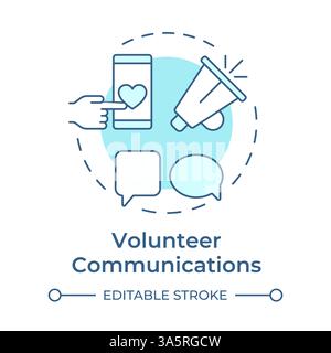 Volunteer communications soft blue concept icon Stock Vector
