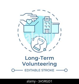 Long term volunteering soft blue concept icon Stock Vector