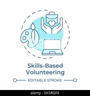 Skills based volunteering soft blue concept icon Stock Vector