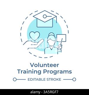 Volunteer training programs soft blue concept icon Stock Vector