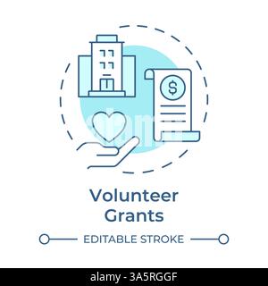 Volunteer grants soft blue concept icon Stock Vector
