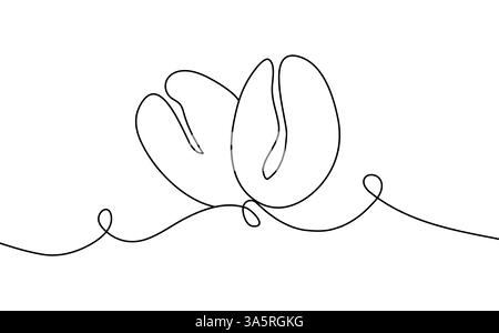 Coffee beans in the style of line art. Vector illustration of coffee beans, in silhouette. Coffee shop concept, logo, banner, logo. Stock Vector