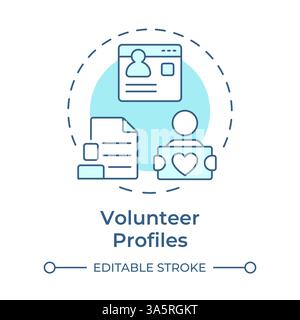 Volunteer profiles soft blue concept icon Stock Vector