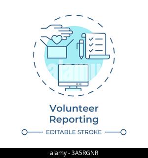 Volunteer reporting soft blue concept icon Stock Vector