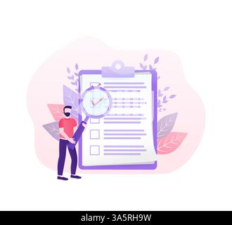 Checklist people. Flat checklist people for paper design. Vector illustration. Stock Vector