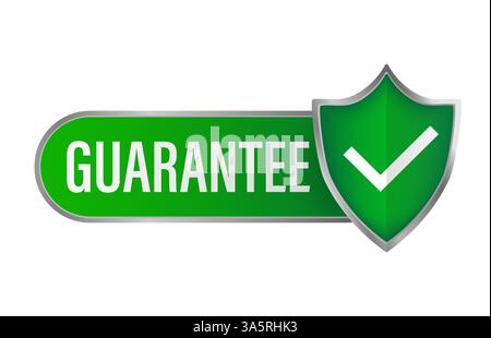 Guarantee stamp for promo design. Vintage icon with green guarantee stamp on white background for banner design. Stock Vector