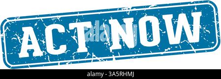 act now stamp. act now rectangular sign isolated on transparent background Stock Vector