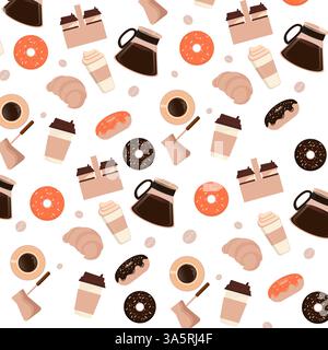 Flat black pattern on white backdrop. Black line icon. Kid graphic. Coffee shop tools, great design for any purposes. Cooking food. Flat vector. Stock Vector