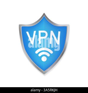 Secure VPN connection concept. Virtual private network connectivity overview. Safety internet technology, data secure. 3d icon with vpn for concept Stock Vector