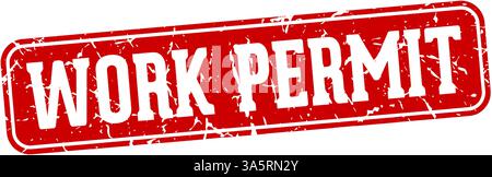 work permit stamp. work permit rectangular sign isolated on transparent background Stock Vector