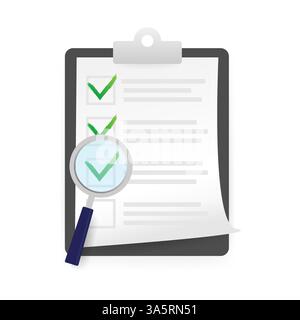 Check list in flat style. Vector stock illustration. Check mark icon. Flat design illustration. Checklist document. Stock Vector