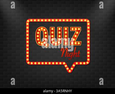 Quiz light on dark background. Retro illustration. Vector illustration design. Game sign. Stock Vector