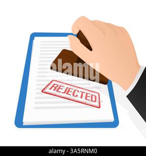 Flat icon with rejected stamp hand for paper design. Business concept. Vector illustration. Stock Vector