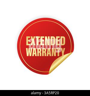 Vintage extended warranty sticker, great design for any purposes. 3d gold illustration on white backdrop. Vector illustration. Sticker design Stock Vector