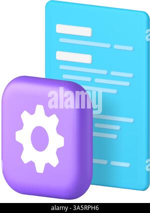 Program software development web site code setting option setup 3d icon realistic vector illustration. Data optimization technology coding application Stock Vector