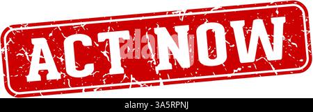 act now stamp. act now rectangular sign isolated on transparent background Stock Vector