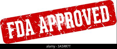 fda approved stamp. fda approved rectangular sign isolated on transparent background Stock Vector
