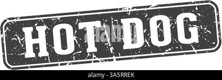 hot dog stamp. hot dog rectangular sign isolated on transparent background Stock Vector