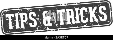 tips & tricks stamp. tips & tricks rectangular sign isolated on transparent background Stock Vector