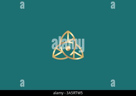 Abstract Leaf Logo Gold Branding Triangular Looping Shape Concept Stock Vector