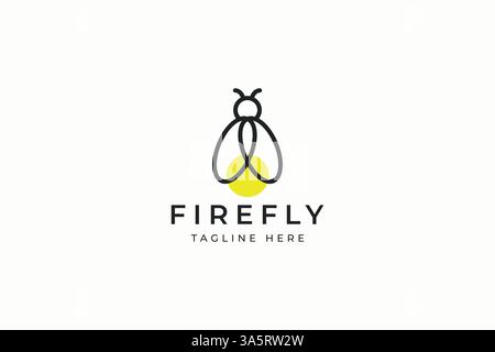 Firefly Logo Glowworm Beetle Firebug Minimalist Linear Logo Fairy and Fantasy Sign Symbol Stock Vector