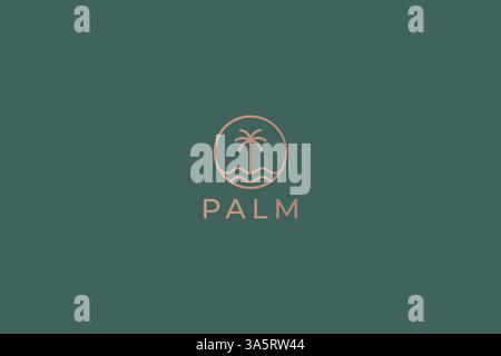Palm Logo Nature Beach Island Tropical Desert Oasis Luxury Minimalist Concept Stock Vector