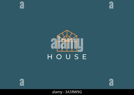 House Logo Minimalist Morning Abstract Cottage Rustic Home Agriculture Farm Building Stock Vector