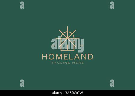 Home Logo Abstract Arched Window Sunshine Sign Symbol Stock Vector