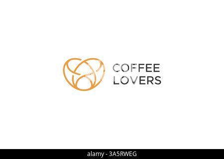 Coffee Beans Logo Abstract Heart Shape Love Business Cafe Sign Symbol Stock Vector