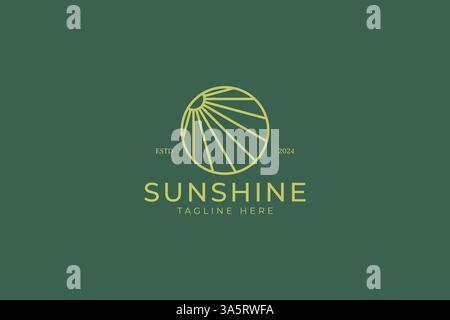 Sunshine Logo Minimalist Linear Concept Agricultural Holiday Travel Nature Brand Identity Stock Vector
