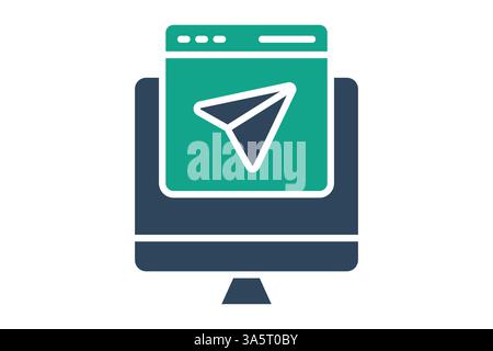 Landing page icon. solid icon style. icon related to digital marketing. business elements vector illustration Stock Vector