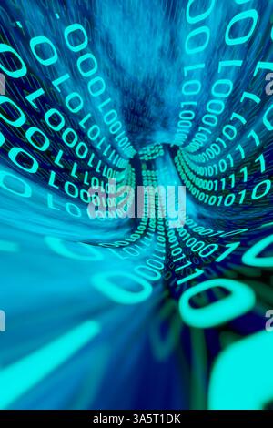 3d Data Digital Binary Tunnel Stock Photo