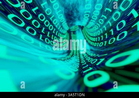 3d Data Digital Binary Tunnel Stock Photo