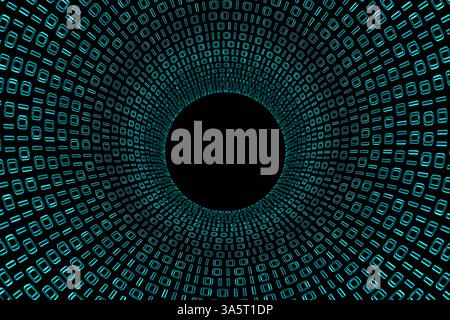 3d Data Digital Binary Tunnel Stock Photo