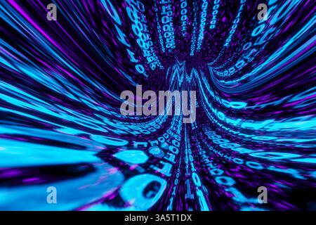 3d Data Digital Binary Tunnel Stock Photo