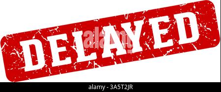 delayed stamp. delayed rectangular sign isolated on transparent background Stock Vector