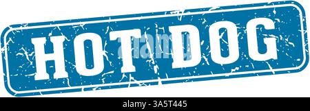 hot dog stamp. hot dog rectangular sign isolated on transparent background Stock Vector
