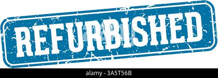 refurbished stamp. refurbished rectangular sign isolated on transparent background Stock Vector