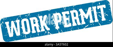 work permit stamp. work permit rectangular sign isolated on transparent background Stock Vector