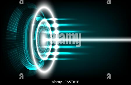 Futuristic glowing circle with computer circuit board pattern. Light energy. Sci fi elements. Electro light effect. Cyber space. Digital technology Stock Vector
