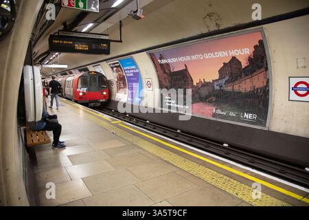 London Underground Northern Line station platform with out of service train Stock Photo