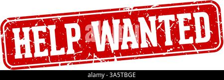 help wanted stamp. help wanted rectangular sign isolated on transparent background Stock Vector